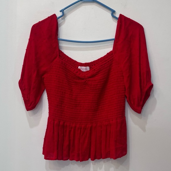 Pink Lily Tops - Pink Lily boutique Red smocked blouse size Medium
